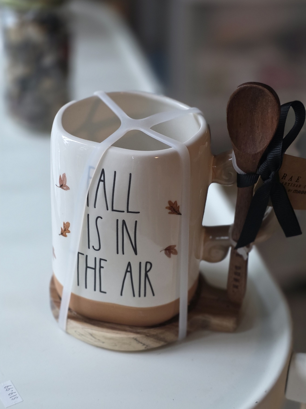 Rae Dunn White Ceramic Mug with Brown Accents - "Fall Is In The Air" - Picture 2 of 5